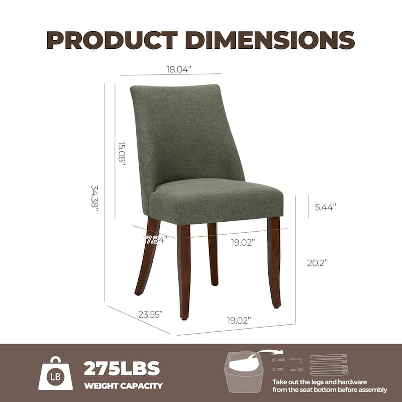 RENEWLINE Contemporary Dining Chair（Set of 2/4/6 - Upholstered Backrest & Wood Frame