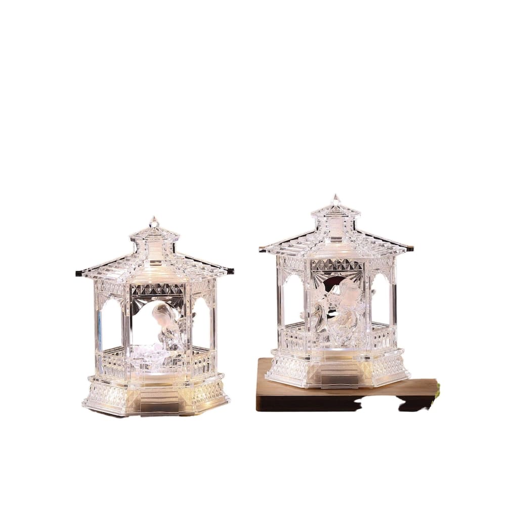 LED Lighted Gazebo with Baby Jesus and Cherubs Christmas Decoration - 7" - Set of 4