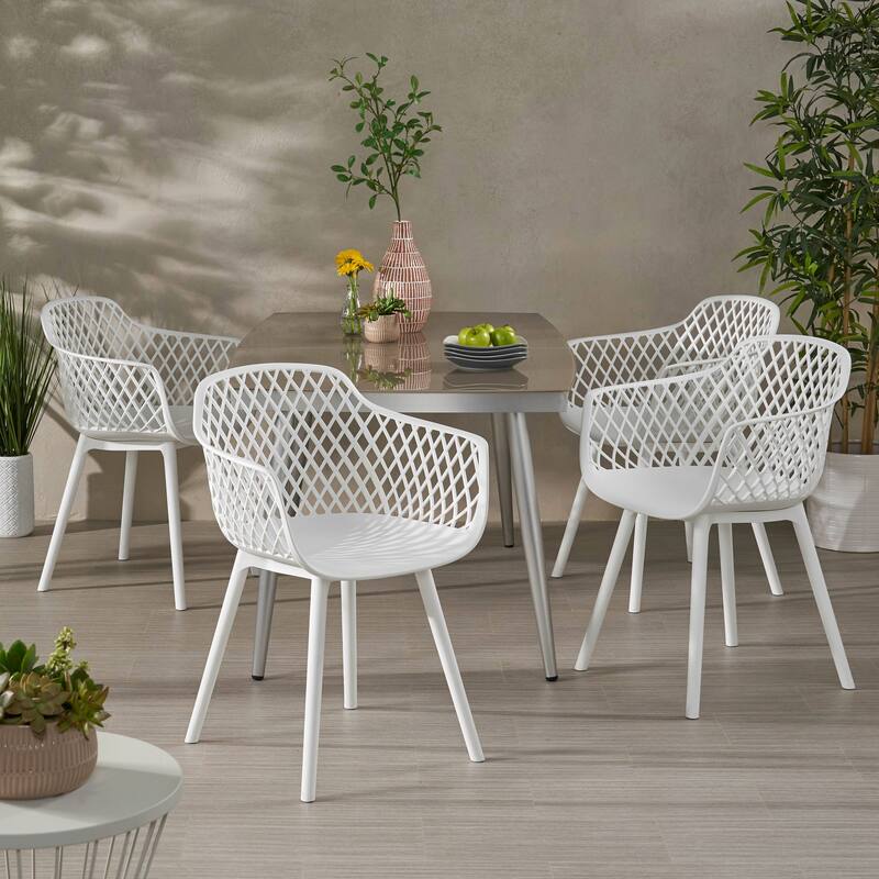 Poppy Outdoor Modern Dining Chair (Set of 4) by Christopher Knight Home