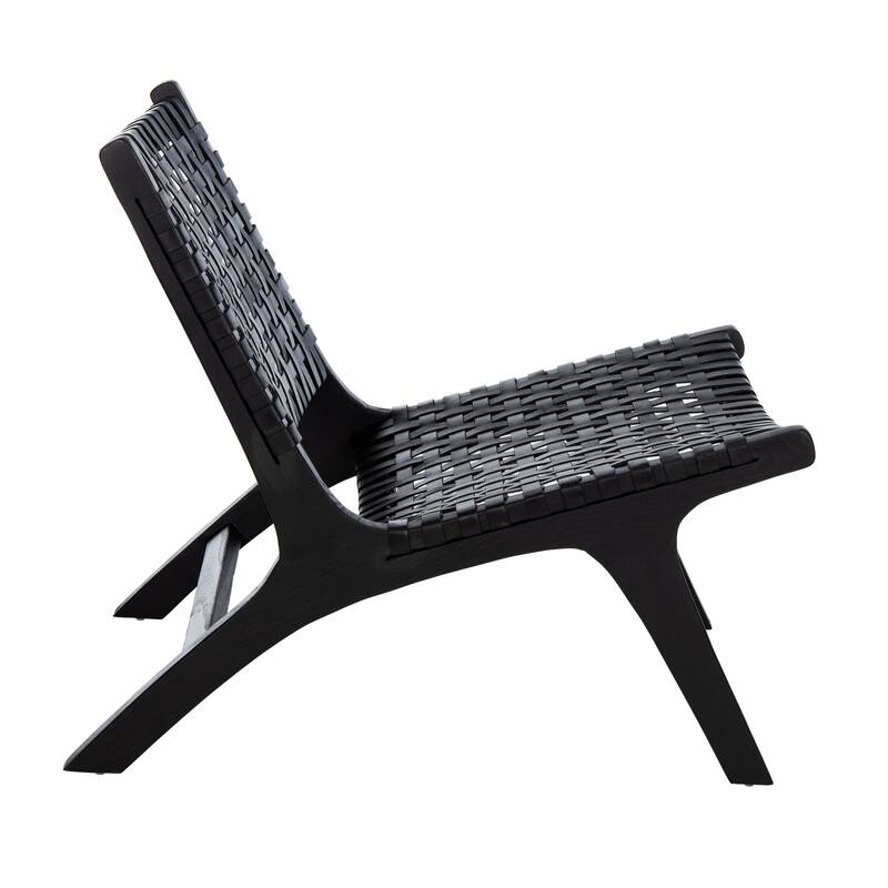 SAFAVIEH Theodora Leather Woven Accent Chair - 25.2" W x 31.5" L x 26.8" H - 25Wx31Dx27H
