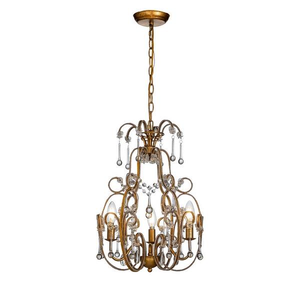 slide 4 of 8, 3/4-Lights Vintage Small Candlestick Crystal Chandelier in Antique Gold W: 15.7"