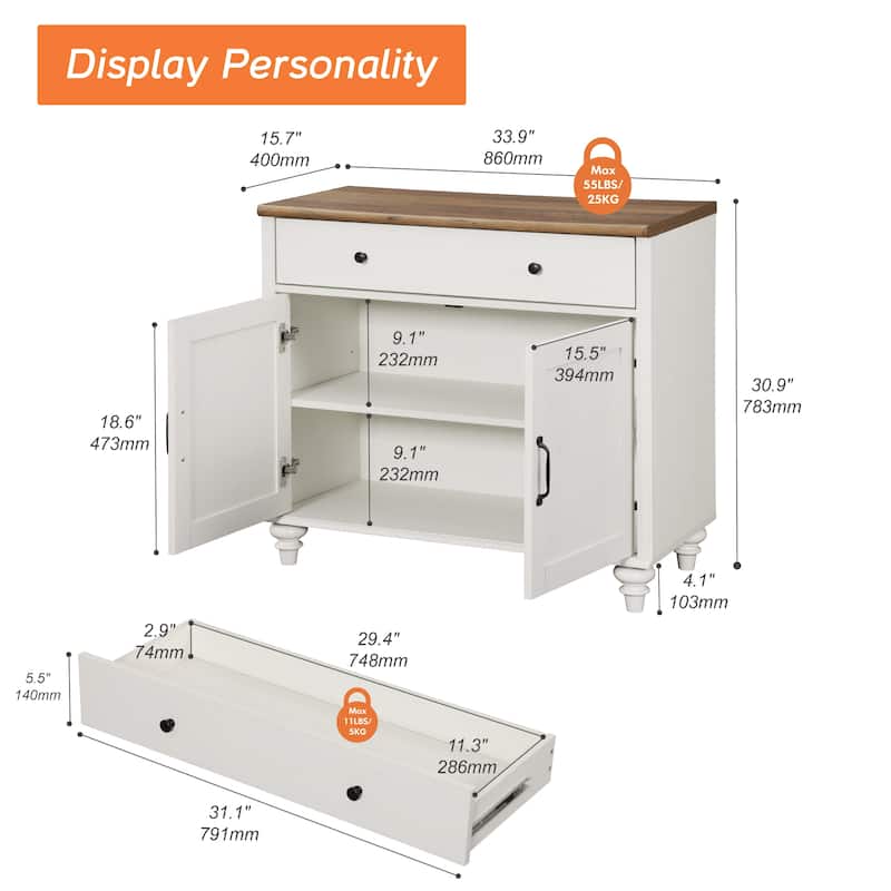 Farmhouse TV Stand for 75 inch TV, TV Console with Storage