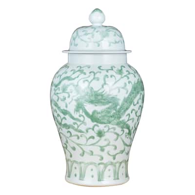 Handmade Dragon Lotus Temple Decorative Jar