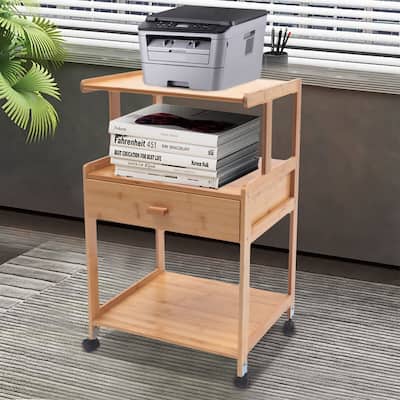 Rolling Printer Stand Cart With Storage 3-Tiers Mobile Filing Cabinet