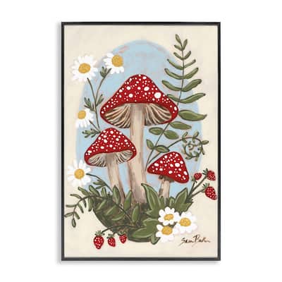 Stupell Cottage Mushrooms & Blooms Framed Giclee Art Design By Sara Baker