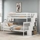 preview thumbnail 12 of 20, Modern Design Twin over Full Bunk Bed with Full-Length Guardrail,Storage Stairway with Shelf,Wood Versatile Bed White