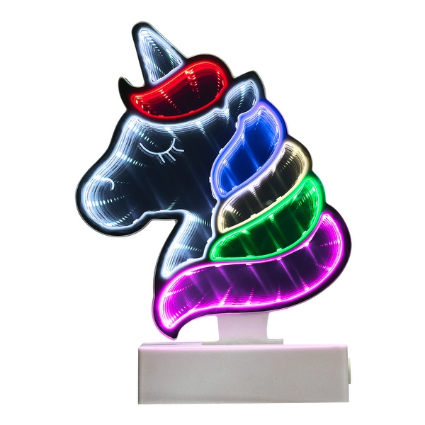 Northlight LED Lighted 3D Unicorn Infinity Mirror 8 inch White