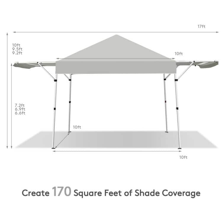 17 x 10 Feet Foldable Pop Up Canopy with Adjustable Dual Awnings - 17' x 10' x 10' (L x W x H)