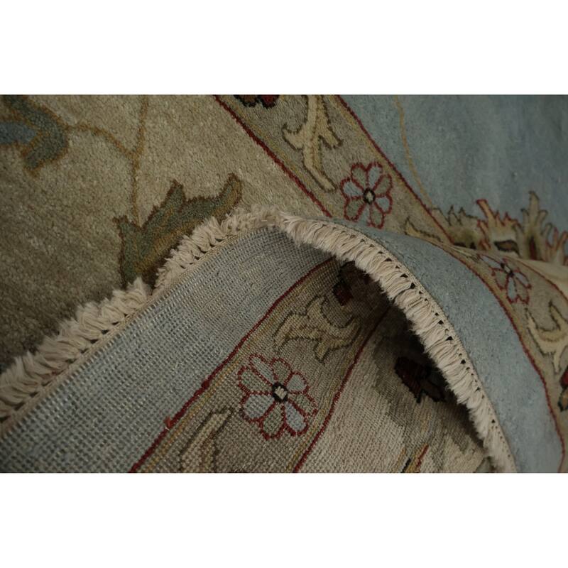 Hand Knotted Oriental 100% Wool Carpet Transitional Floral Navy Blue & Blues Oushak Area Rug - 14' 8'' X 11' 6''