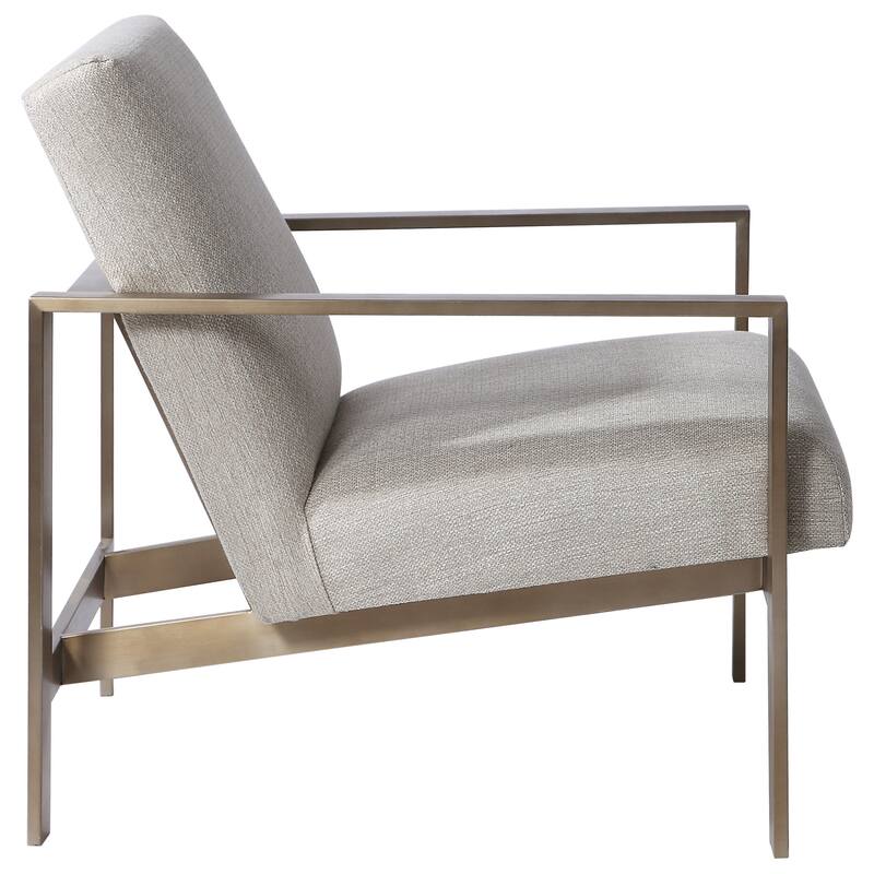 Uttermost Wills 30" Wide Stainless Steel Framed Fabric Upholstered Arm