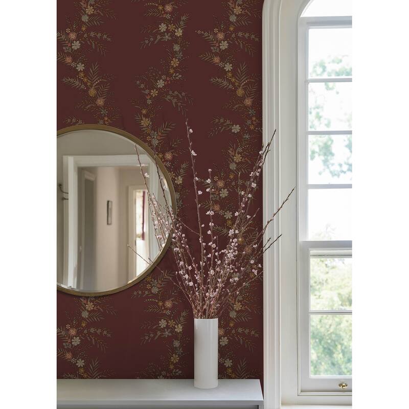 Posy Cranberry Peel and Stick Wallpaper