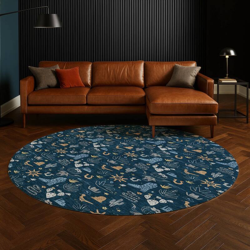 Machine Washable Indoor/ Outdoor Cowboy Ranch Chantille Rug