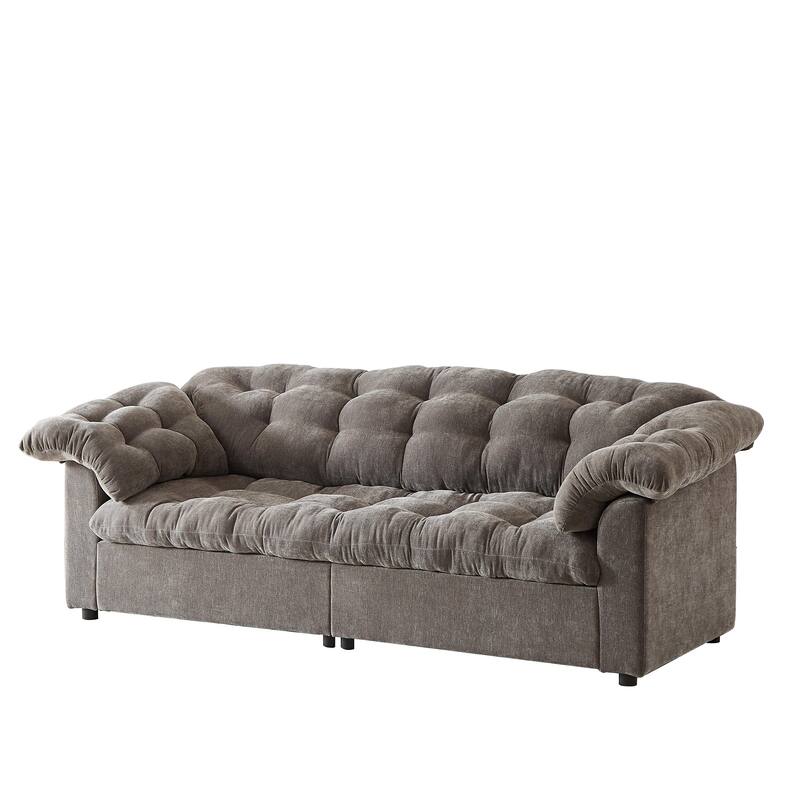 99.2" Fabric Modern Classic 3-Seater Sofa with Plush Cushions