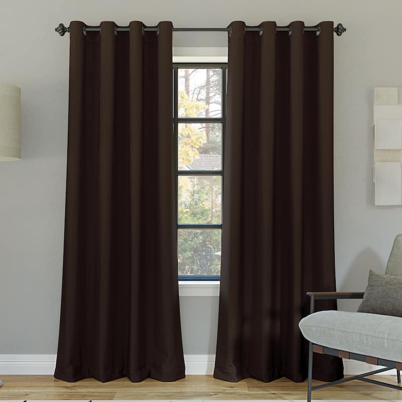 Sun Zero Oslo Theater Grade Extreme Total Blackout Grommet Curtain Panel, Single Panel - 52 x 54 - Brown
