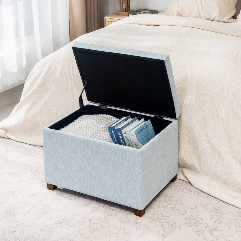 Adeco Faux Leather Storage Ottoman for Living Room Footstool