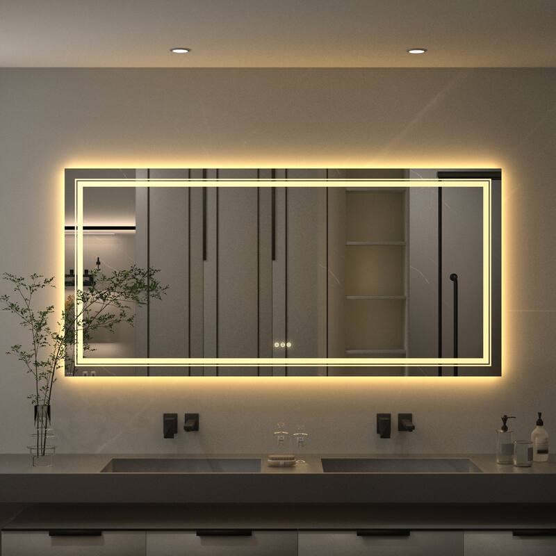 Smart LED Framless Illuminated Bathroom Mirror Anti-Fog Backlit - 42" x 20"