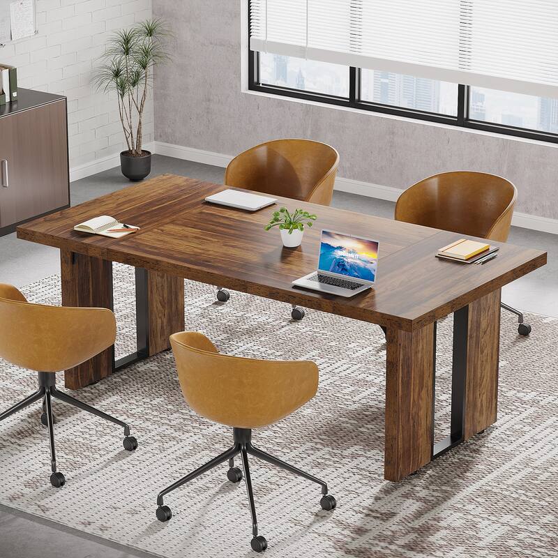 70.9" L x 31.5" W Rectangular Wood Conference Table for 6 to 8 - Wood Grain