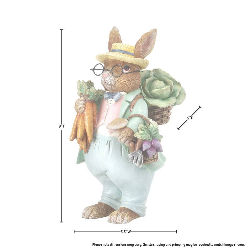 Resin Bunny W Veggies 9"