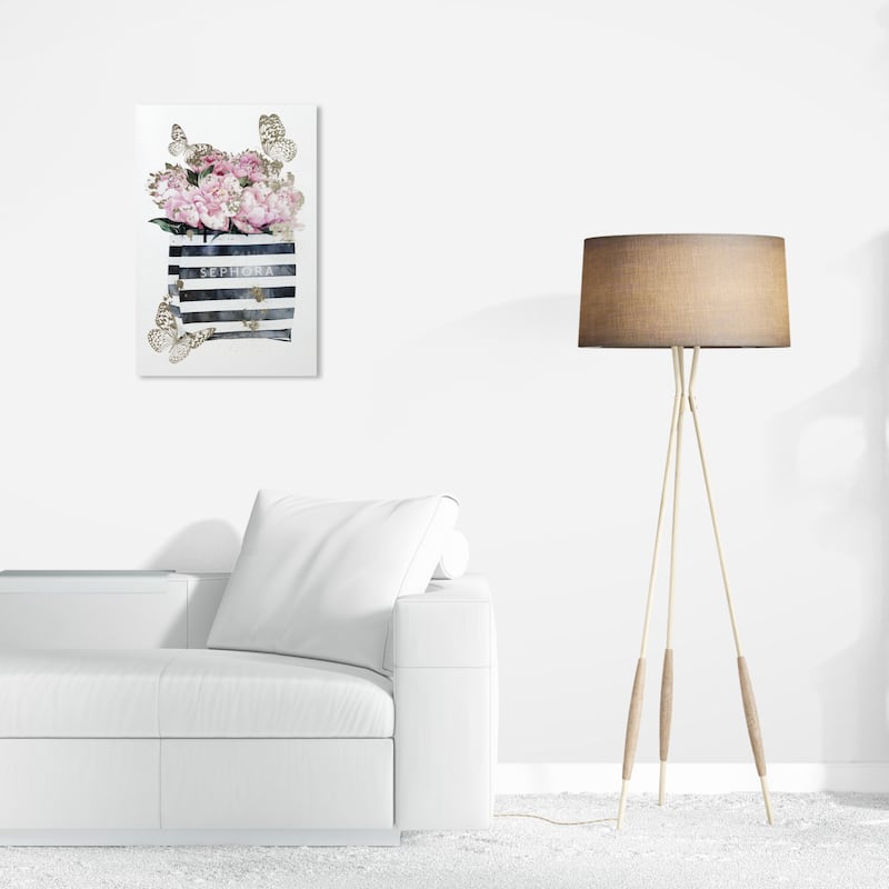 Wynwood Studio Fashion and Glam Loveland Butterflies Pink and Metallic Gold Glam Wall Art Canvas Print - 24 x 16