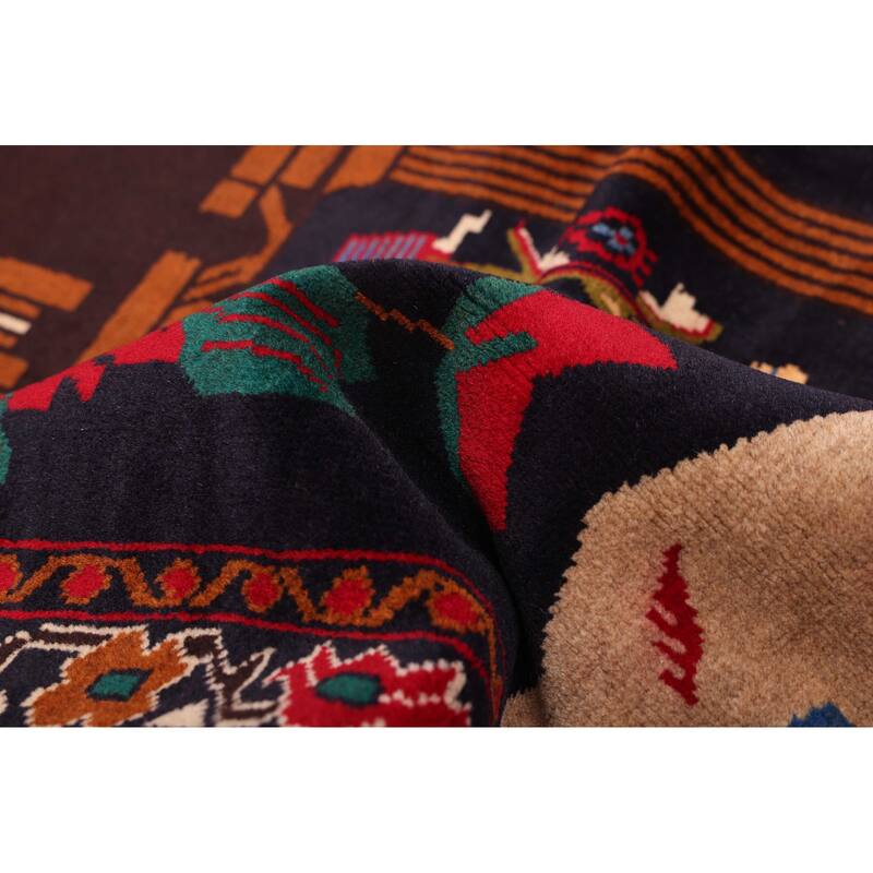 ECARPETGALLERY Hand-knotted Teimani Dark Navy, Red Wool Rug - 3'7 x 6'4