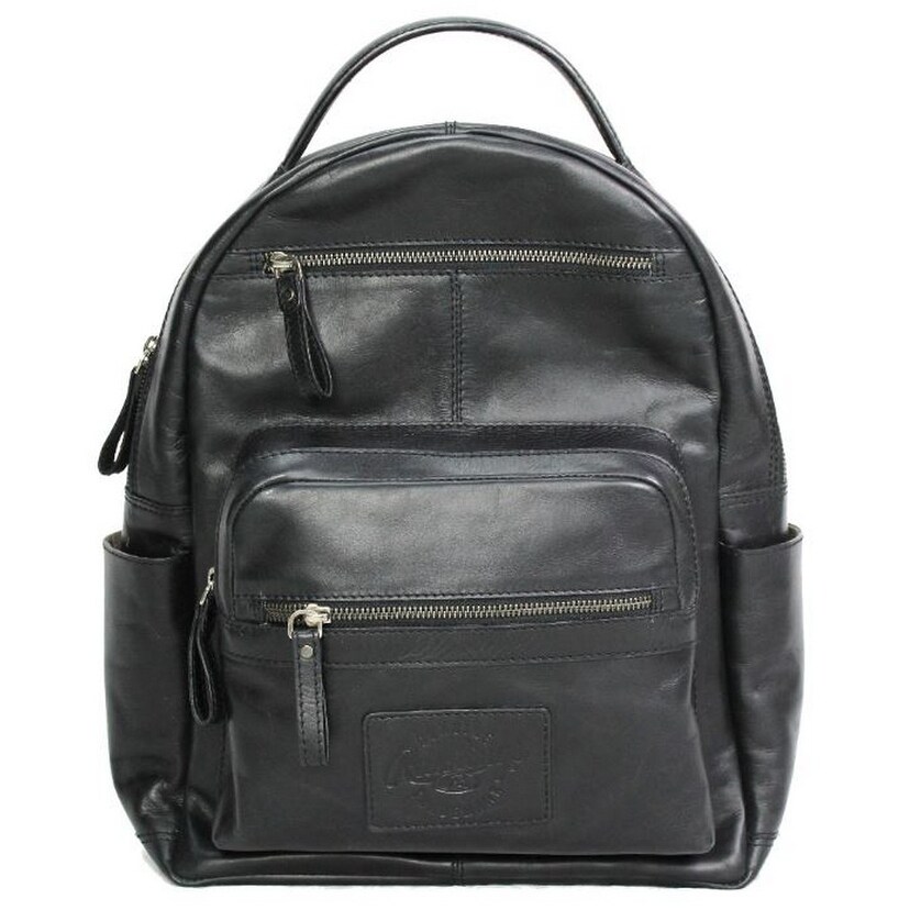 black genuine leather backpack