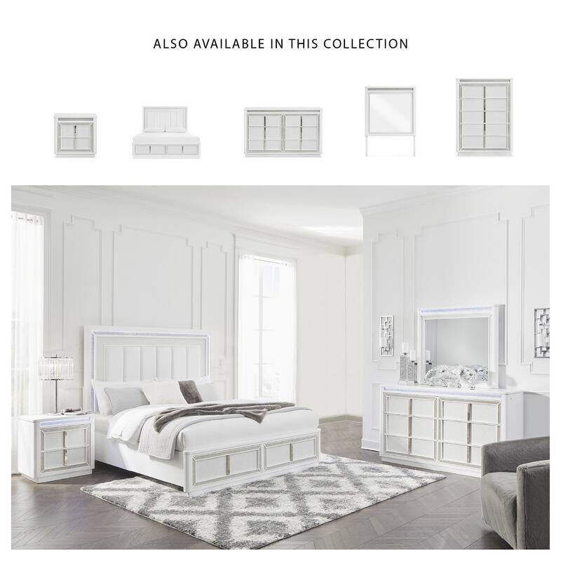 Signature Design by Ashley Chalanna White California King Upholstered Platform Storage Bed