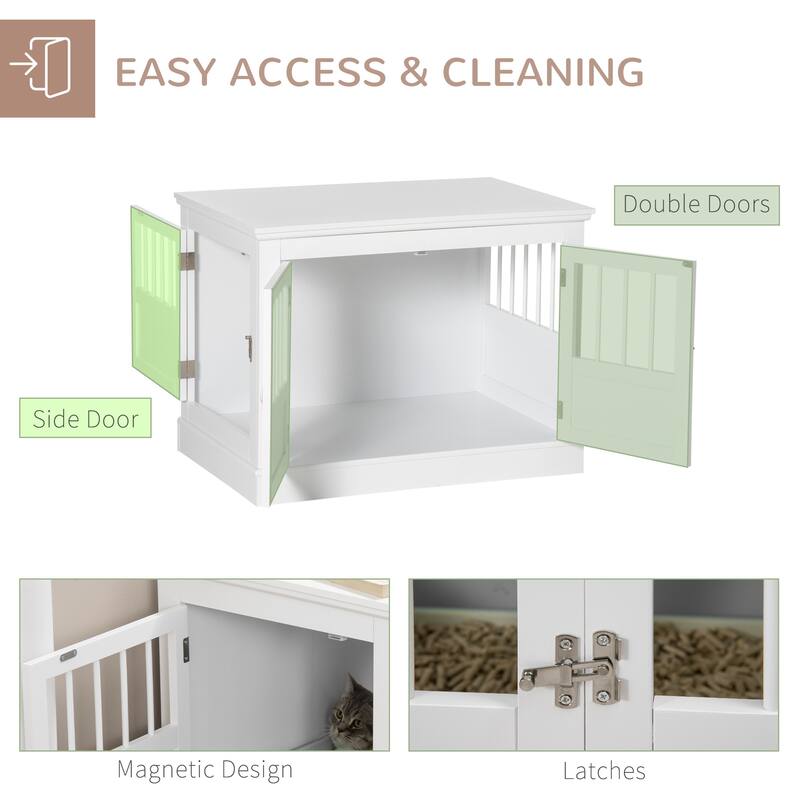 Triple Doors Dog Crate End Table Wooden Dog House Indoor Use Dog Cage with and Steel Tubes for Small Dogs