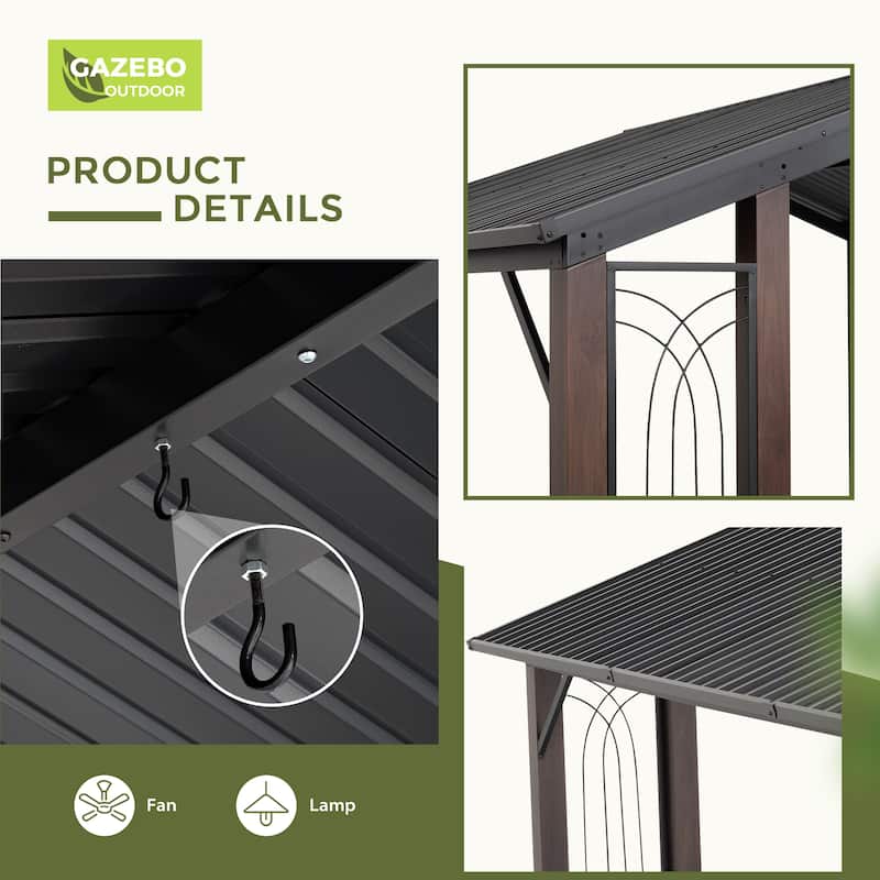 11ft. x 13ft. Aluminum Galvanized Patio Gazebo with Unique Screen