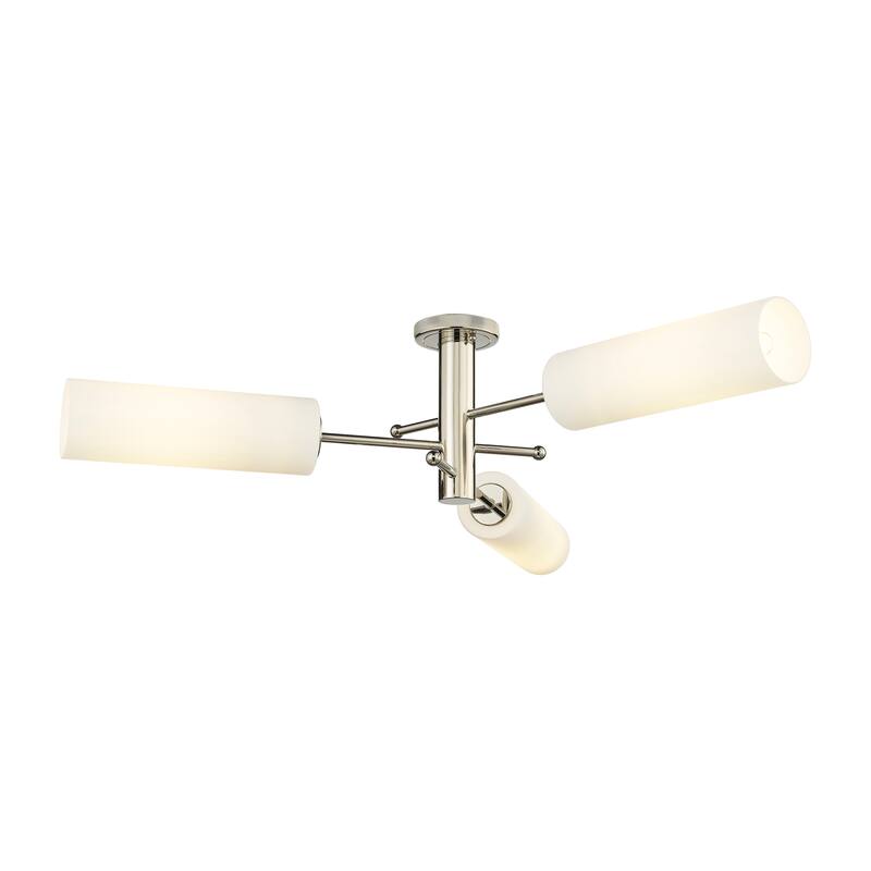 Innovations Lighting Crown Point - 3 Light 12" Flush Mount - Polished Nickel/Matte White