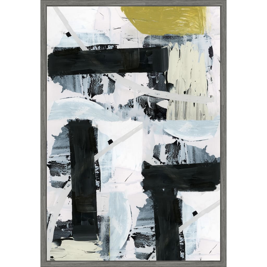 Black and White and Gold Abstract No. 1 by Cartissi (23 x 33 in.), Framed Canvas Wall Art Print