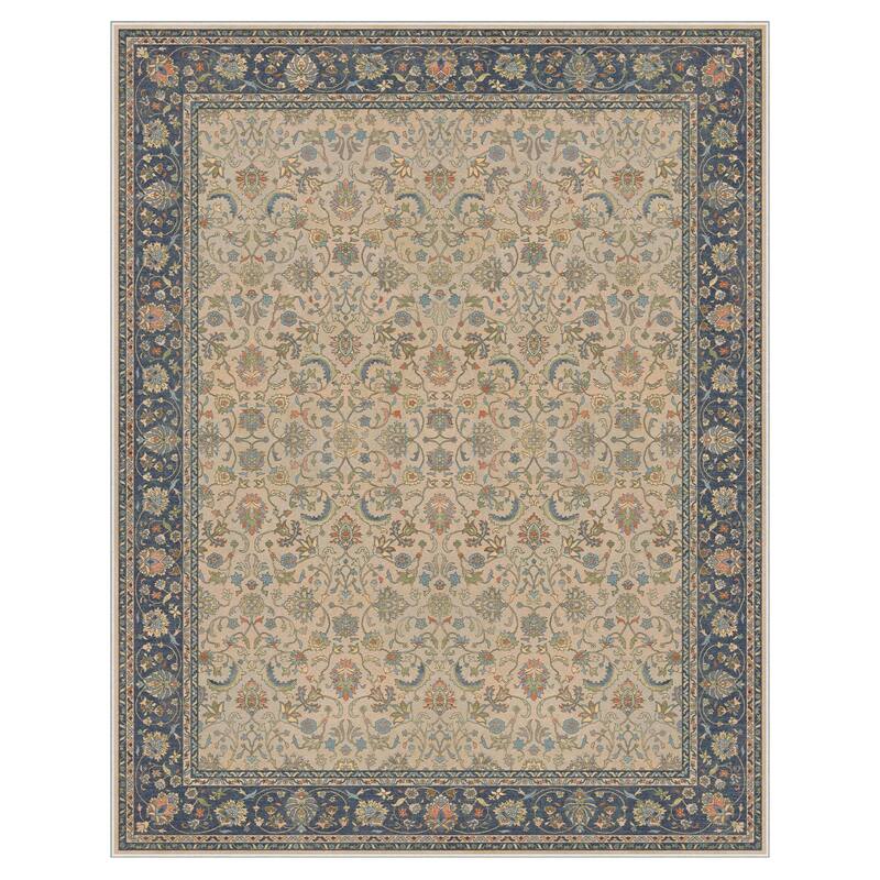 Mcow Vintage Floral Low-Pile Machine-Washable Area Rug