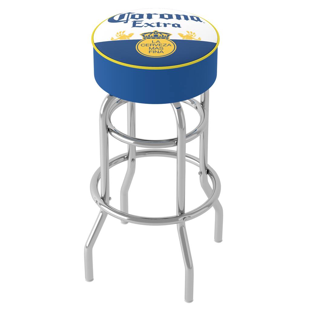 Corona Chrome Padded Bar Stool with Swivel - Label Design - 20" x 20" x 31"