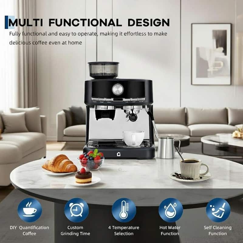 Espresso Machine, with Grinder, 1.5l Removable Water Tank