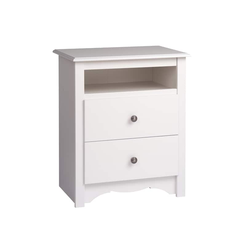 Copper Grove Periyar White 2-drawer and Open Cubbie Nightstand