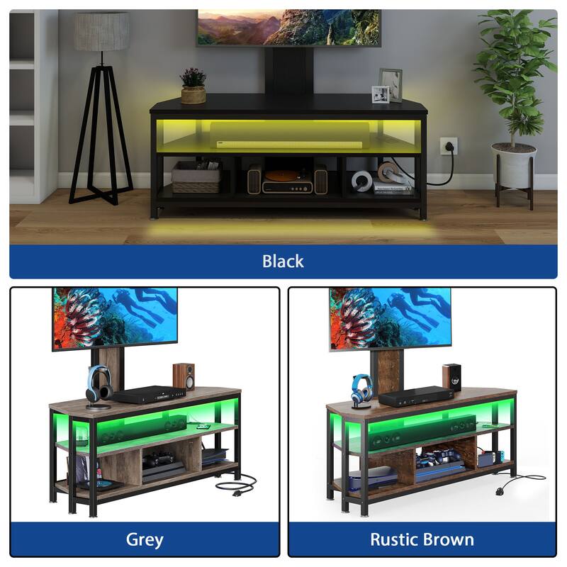 Moasis LED Light TV Stand with Mount, Power Outlet amd USB Port for TVs up to 70"