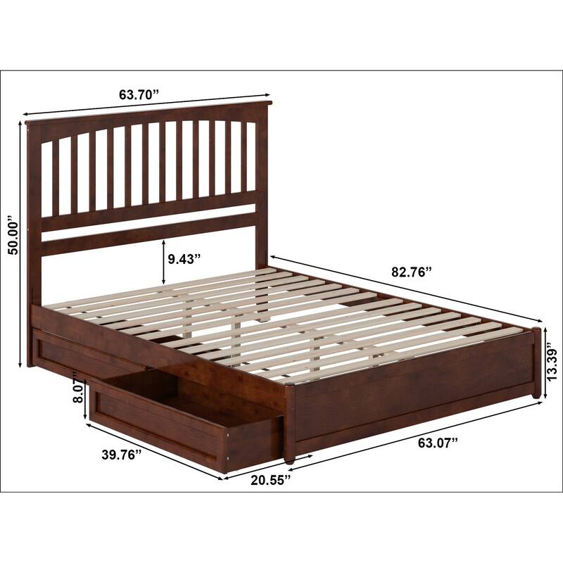 Everett Platform Bed with Panel Footboard and Storage Drawers