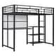 preview thumbnail 5 of 7, Black Twin Size Metal Loft Bed with Desk, Shelves, and Ladder