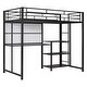 preview thumbnail 5 of 7, Metal Loft Bed Frame with Desk and Whiteboard, Twin Size Loft Bed with 3 Shelves, Ladder and Guardrails for Kids, Teens - Black