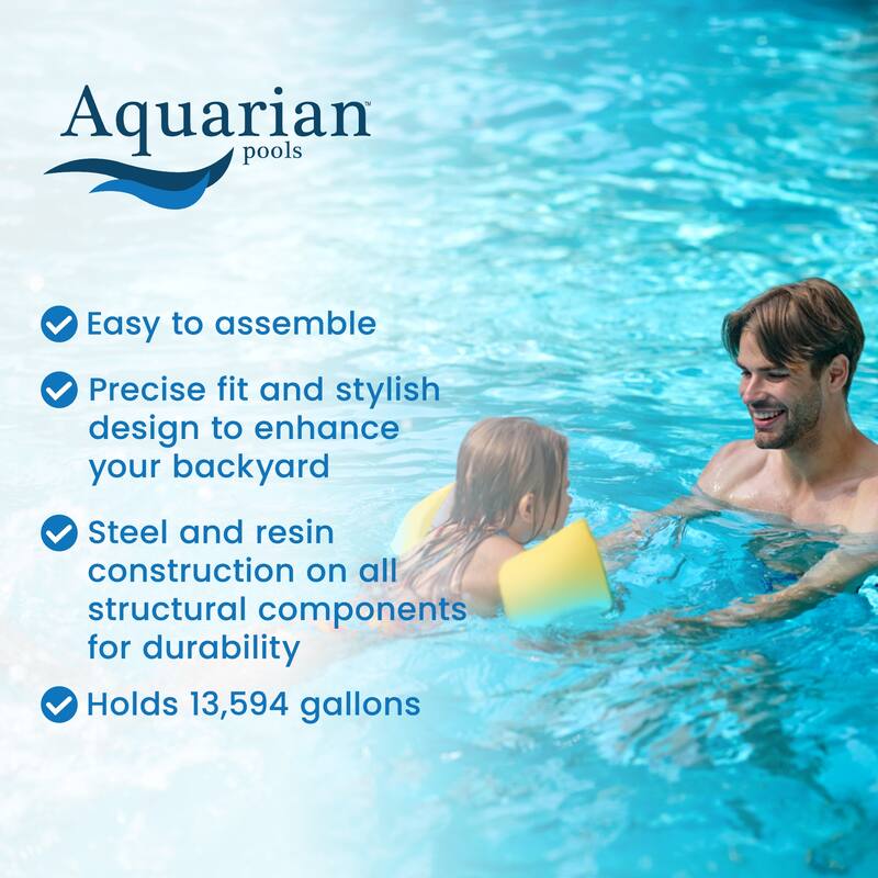 Aquarian Pools Fuzion Series 24 Feet x 52 Inch Round Above Ground Swimming Pool - 418