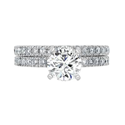 Auriya 14k-White Gold Lab Grown Round Diamond Bridal-Ring-Set 1.45 ct. tw. (G-H VS)