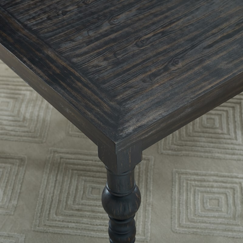 Roundhill Furniture Leviton 7-pc. Dark-wash Wood Dining Set w/ Turned Legs