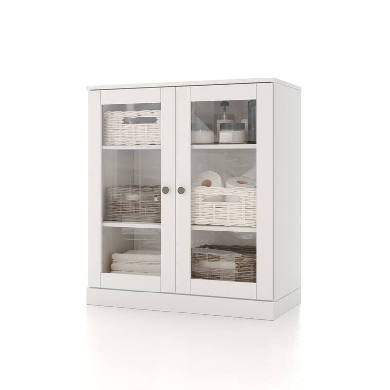 Palace Imports 100% Solid Wood 32" Bathroom Cabinet with Clear Glass Doors and Adjustable Shelves