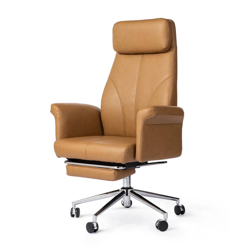 Glitzhome 49"H Modern Adjustable Swivel High Back Ergonomic Office Chair with Armrest and Extendable Footrest