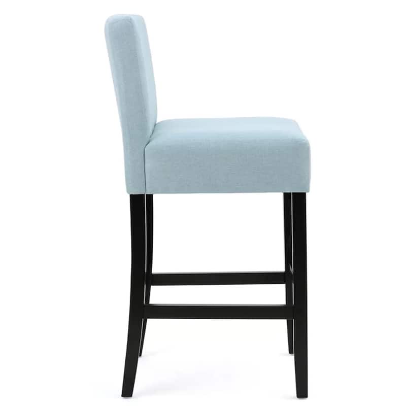 Roomfitters 30-Inch Fabric Bar Stools, Set of 2 Upholstered Bar Height Chairs with Wood Frame, Light Blue