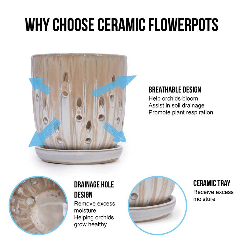 Handmade Planter, Ventilated Design, Saucers for Succulents and Herbs