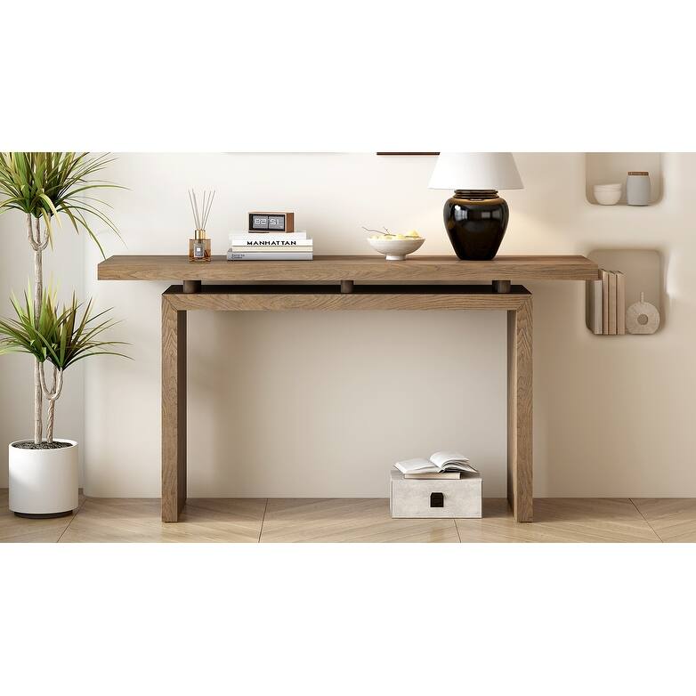 Modern Simple Style Console Table with Floating Desktop Effect, for Entryways Hallways, Living Rooms and Sofas, Natural