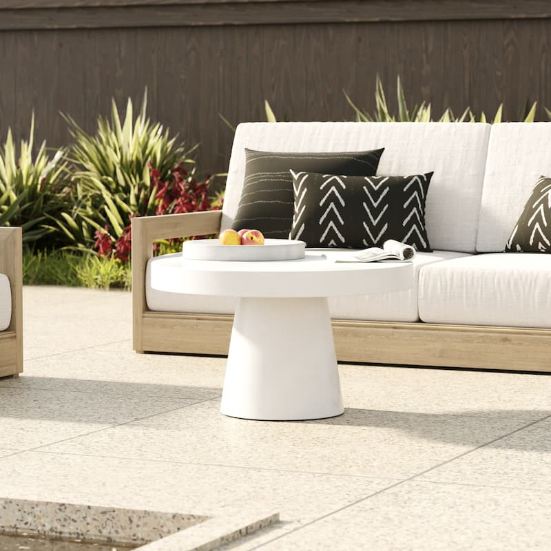 Modrest Desoto Modern White Concrete Round Coffee Table