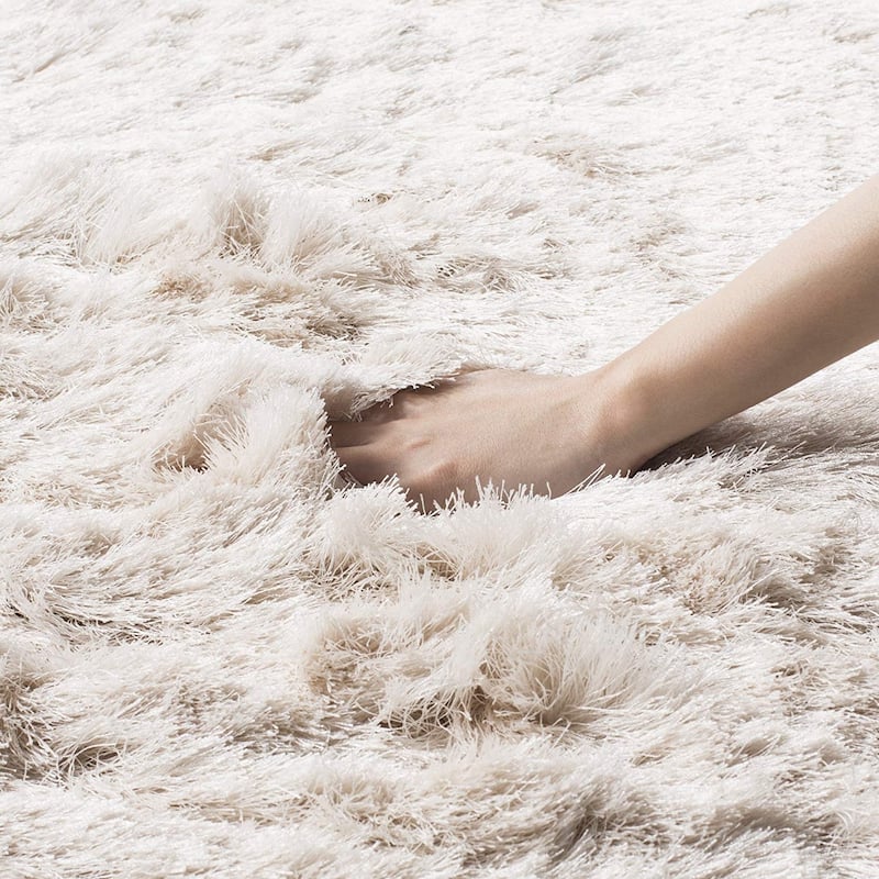 Asian Area Rug 8x10 - Grey Solid Shag Rug - Non-Shedding, Easy Care - Living Room, Bedroom Rug - 120 x 96