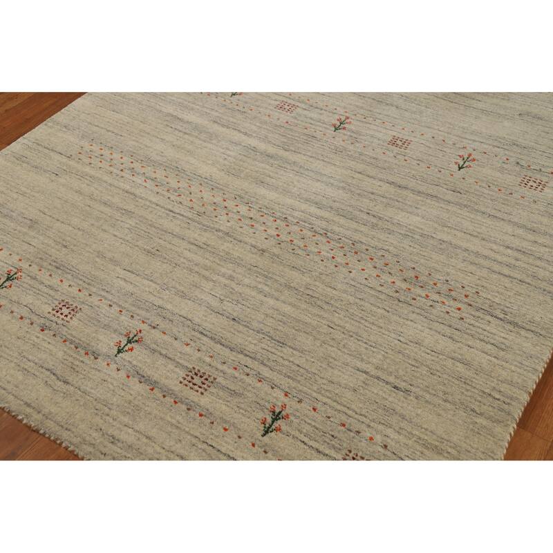 Hand Knotted Oriental 100% Wool Carpet Tribal Tribal Beige & Ivories Gabbeh Area Rug - 7' 10'' X 5' 1''