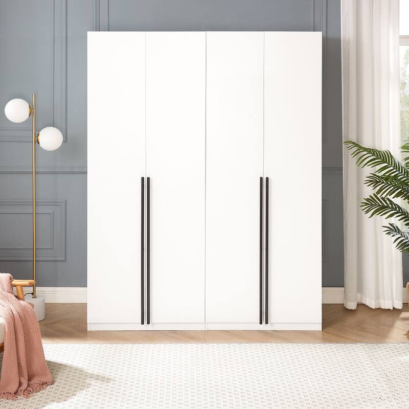 Manhattan Comfort Lee Modern 3.0 Freestanding Wardrobe Closet Armoire Set of 2 - White